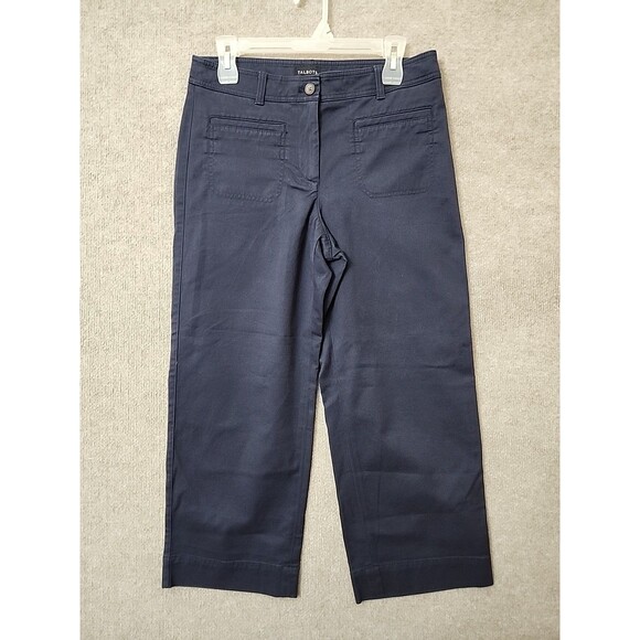Talbots Pants - Talbots Wide Leg Ankle Pants Womens 6 Petite Navy Blue Stretch NEW